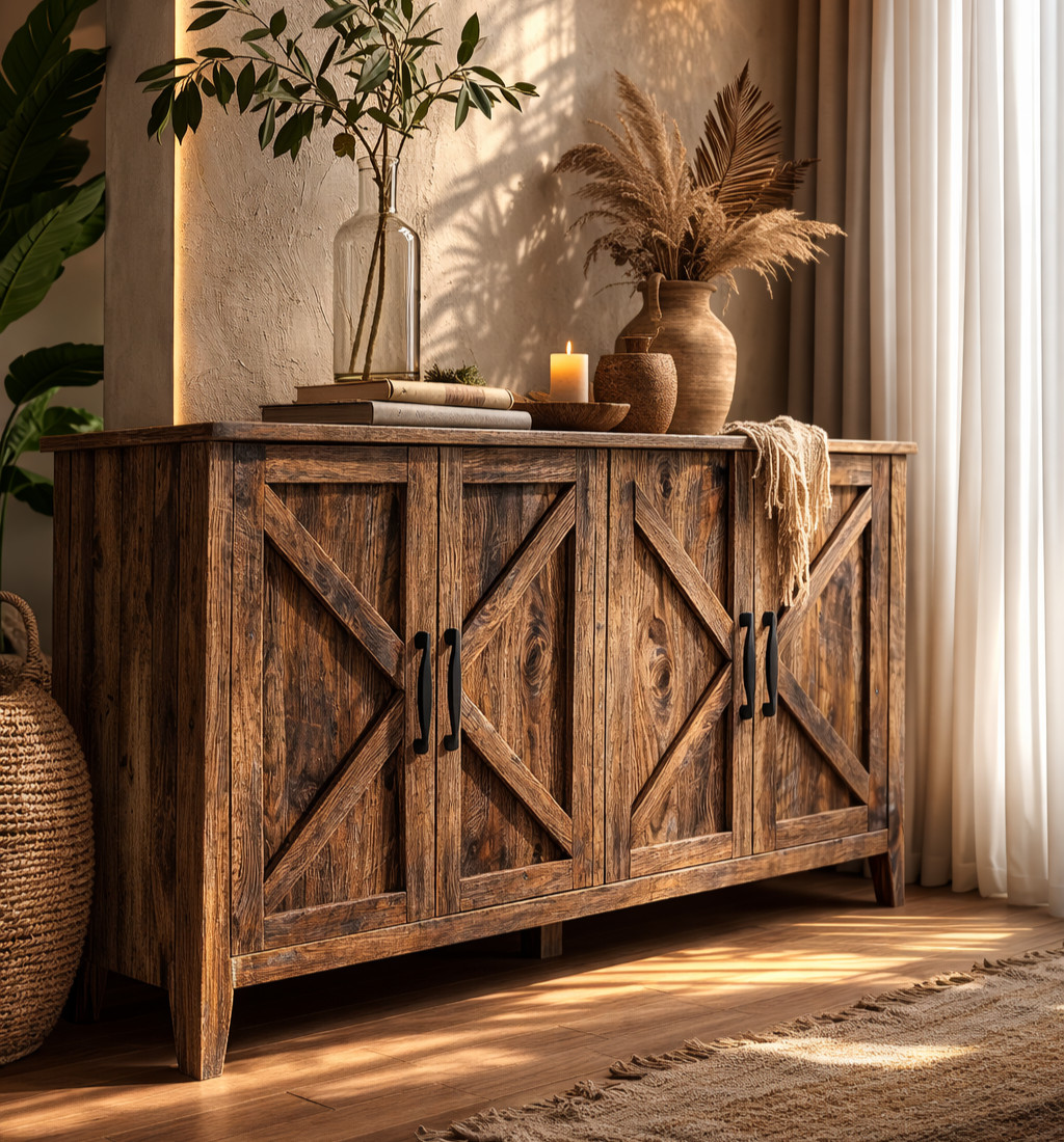 Rustic Sideboard Buffet Storage Cabinet Credenza Wooden Entryway Console Table gallery