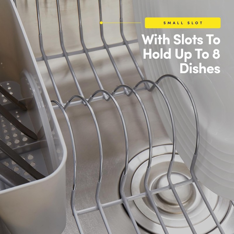 Dish Drying Rack & Cutlery Holder 2 Piece Set - Compact Sink-Fitting Dish Draine gallery