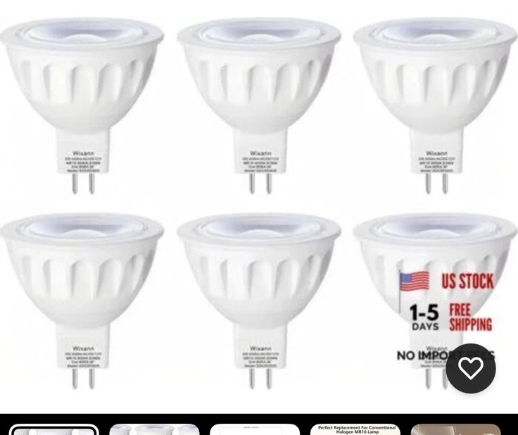 Dimmable MR16 LED Bulb, 50W Halogen Equivalent, 5W 12V Mr16 Gu5.3 Dimmable-6pack gallery