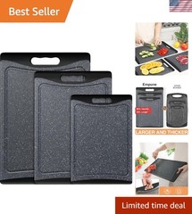 Durable Dishwasher Safe Cutting Boards – 3 Sizes with Juice Grooves – Dark Grey