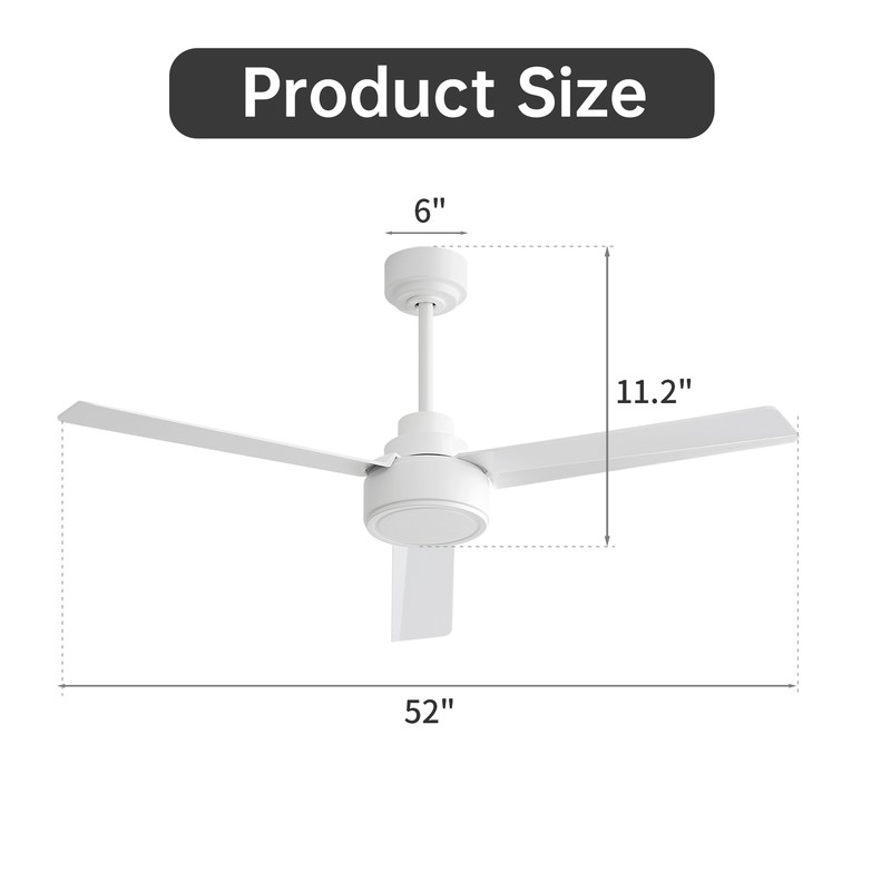 52" Outdoor Ceiling Fan Without Light with Remote Control ,6-speed Reversible DC gallery