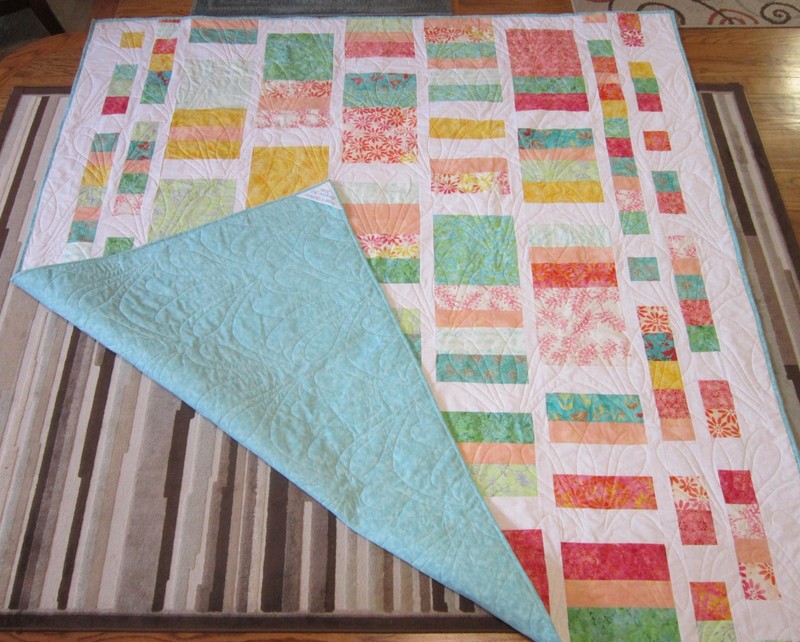 USA Handmade Full Size Quilt- Patchwork- 78" x 83" Pastel Batik Prints gallery
