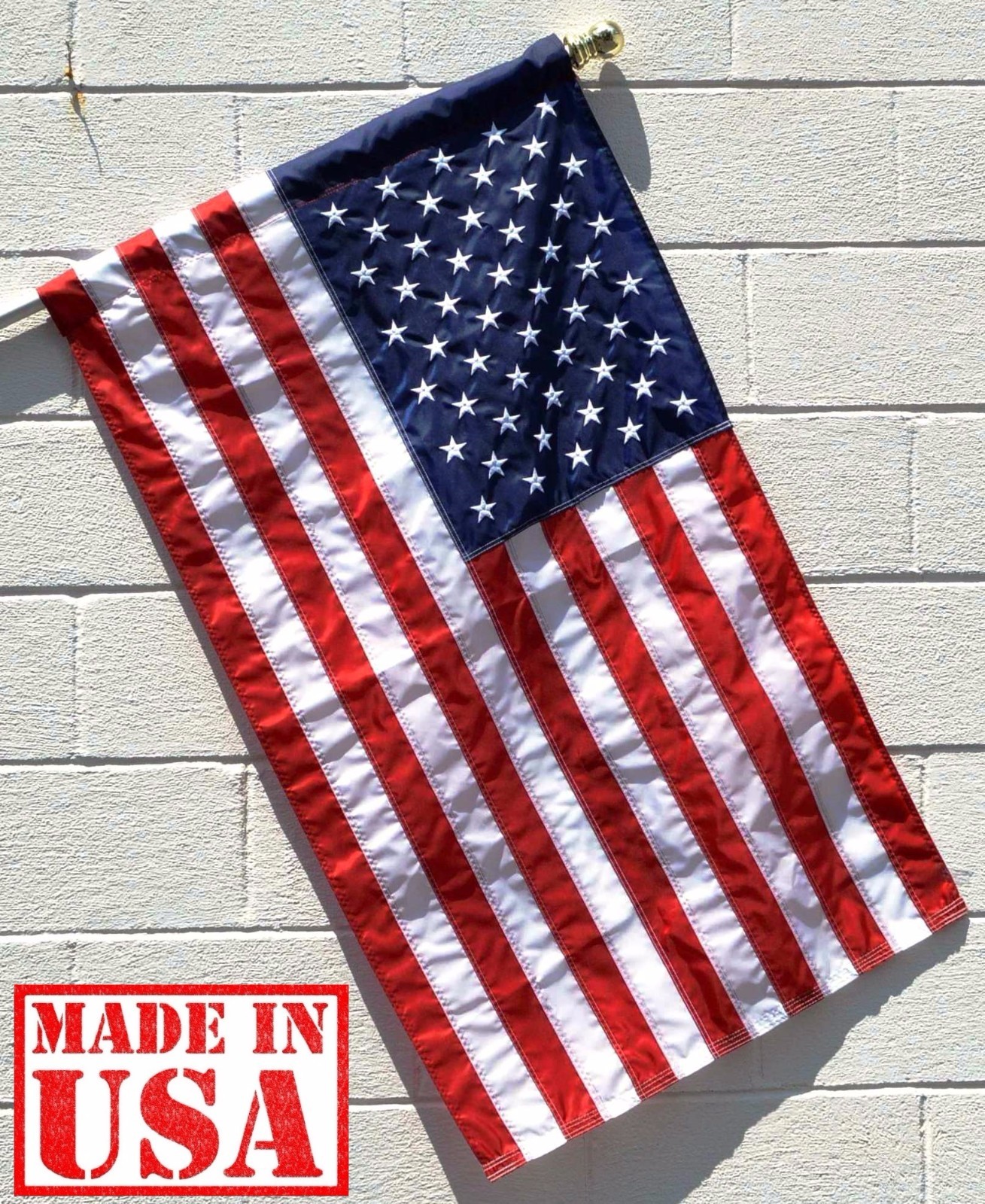 US Flag Factory 3'x5' US American Flag (Pole Sleeve) Outdoor Nylon Flag (935PH) gallery