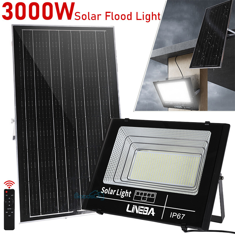 3000W LED Solar Flood Lights Outdoor Street Light Dusk to Dawn Flood Wall Lamp