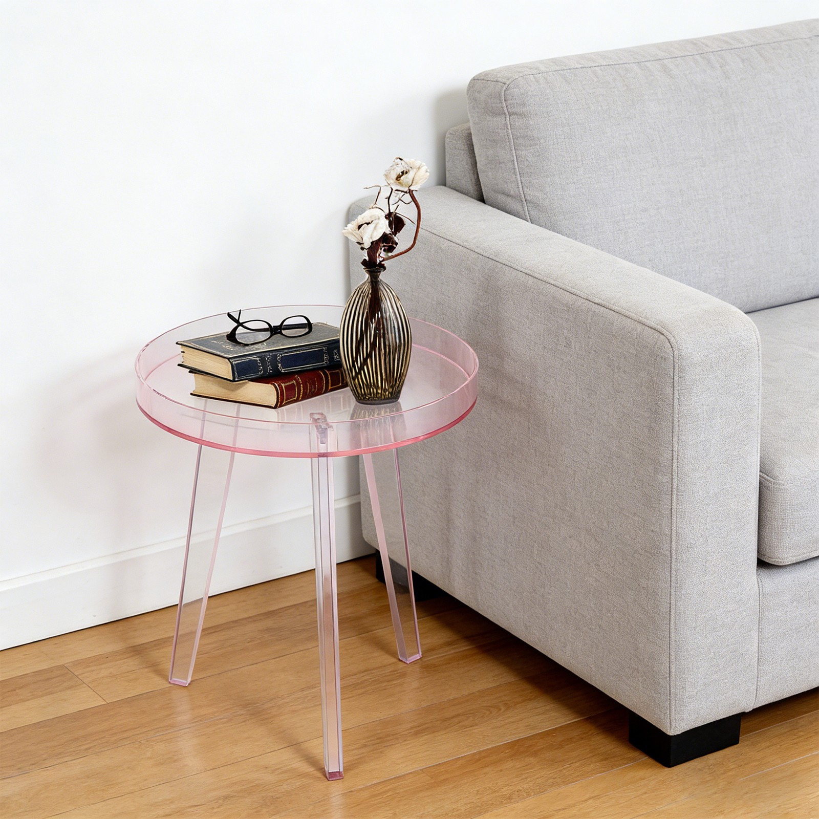 Modern Acrylic Side Table 46cm Height Round Acrylic Coffee Table Load 10kg gallery