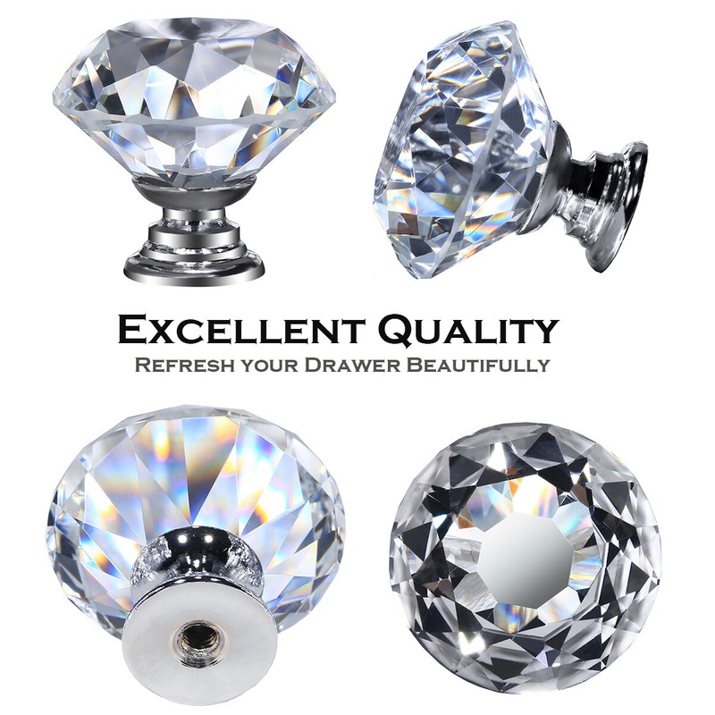 25 pcs Crystal Glass Knobs Drawer Pulls Kitchen Bathroom Cabinet Dresser gallery