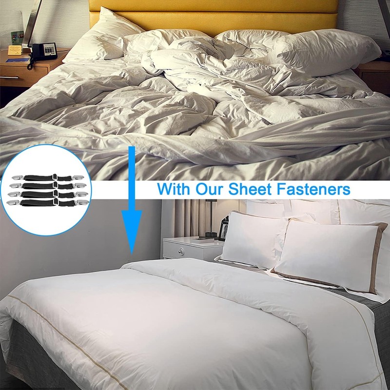4Pcs Adjustable Bed Sheet Fasteners Suspenders Elastic Sheet Band Straps Clips gallery