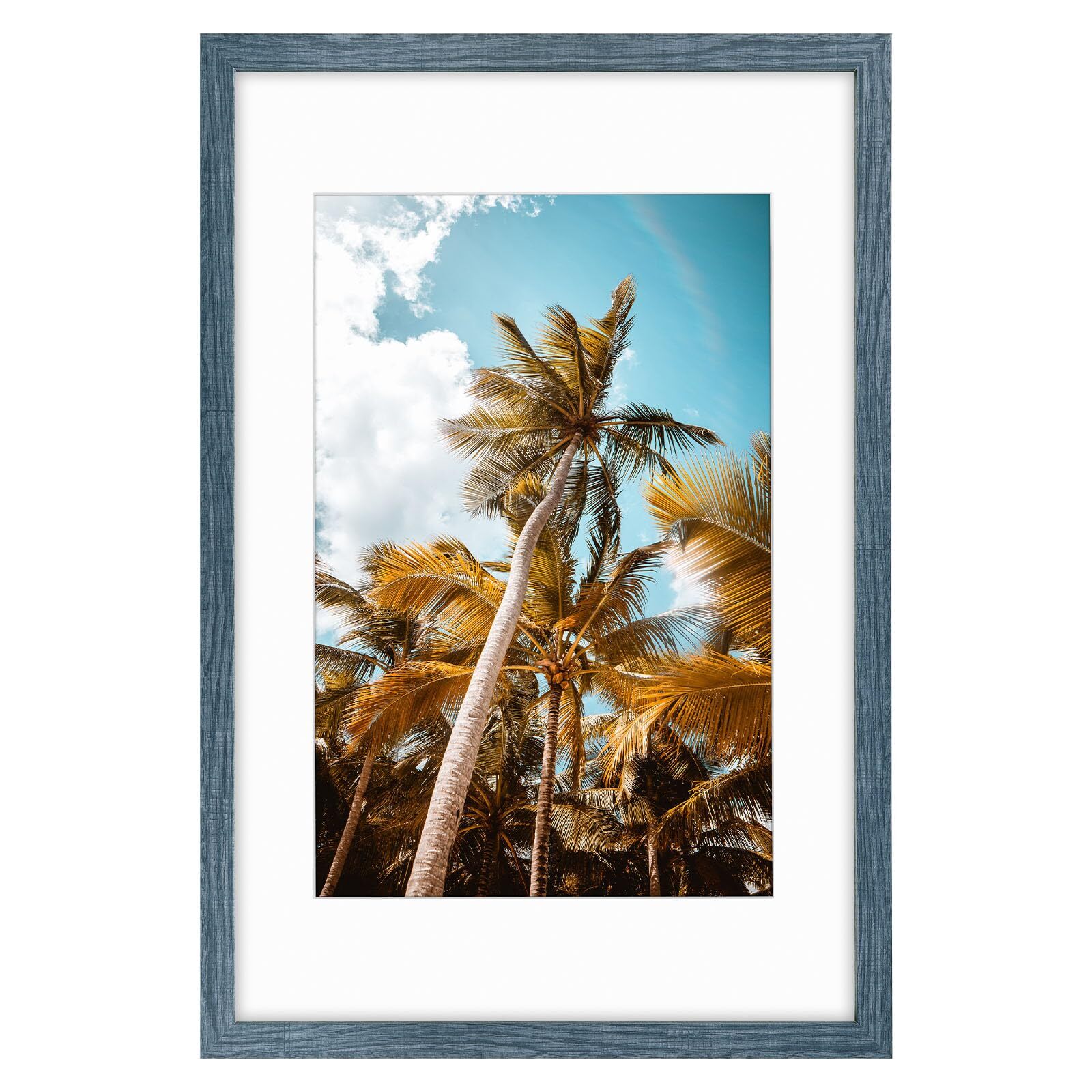 16x24 Blue Frame with 12x18 Mat or Without Mat Wall Poster Glass gallery