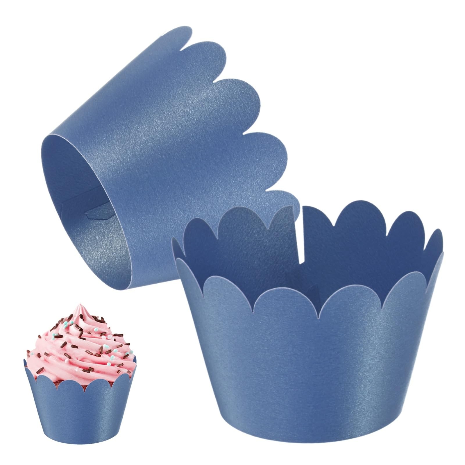 M METERXITY 100-Pack Cupcake Wrappers, Wave Decoration Standard Baking Cups f... gallery