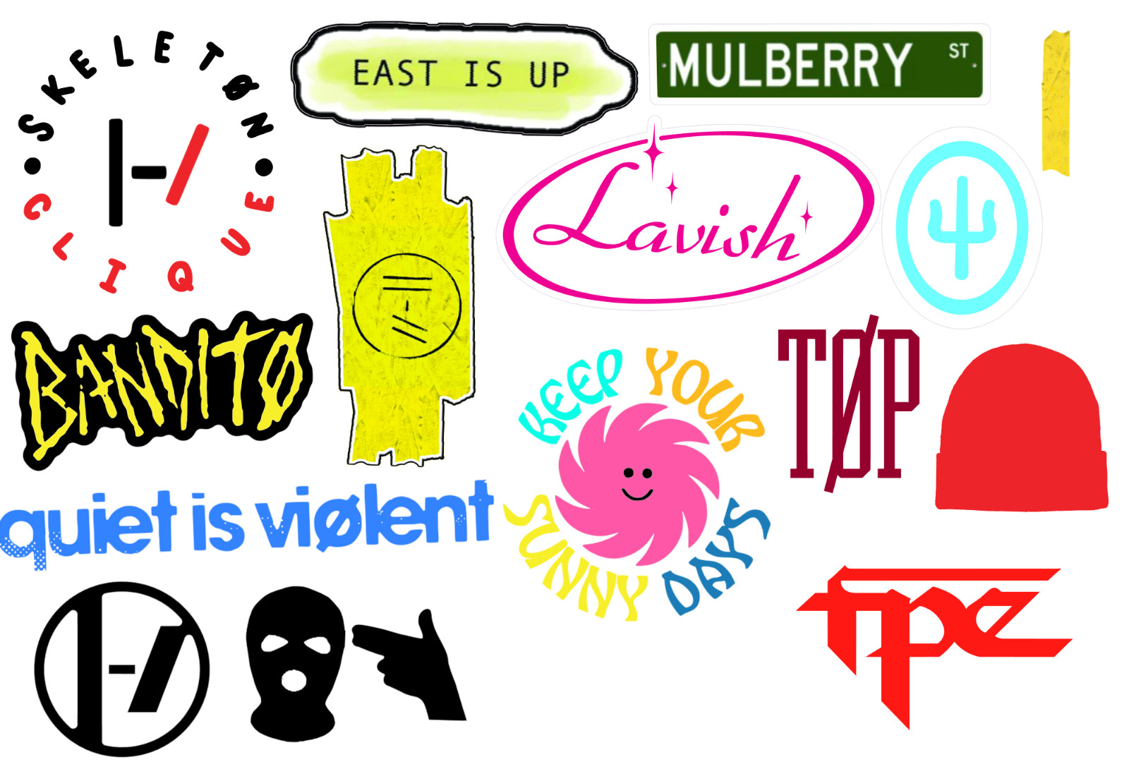Twenty One Pilots sticker sets, Water Resistant, easy peel, 2-3", 12 Sets gallery
