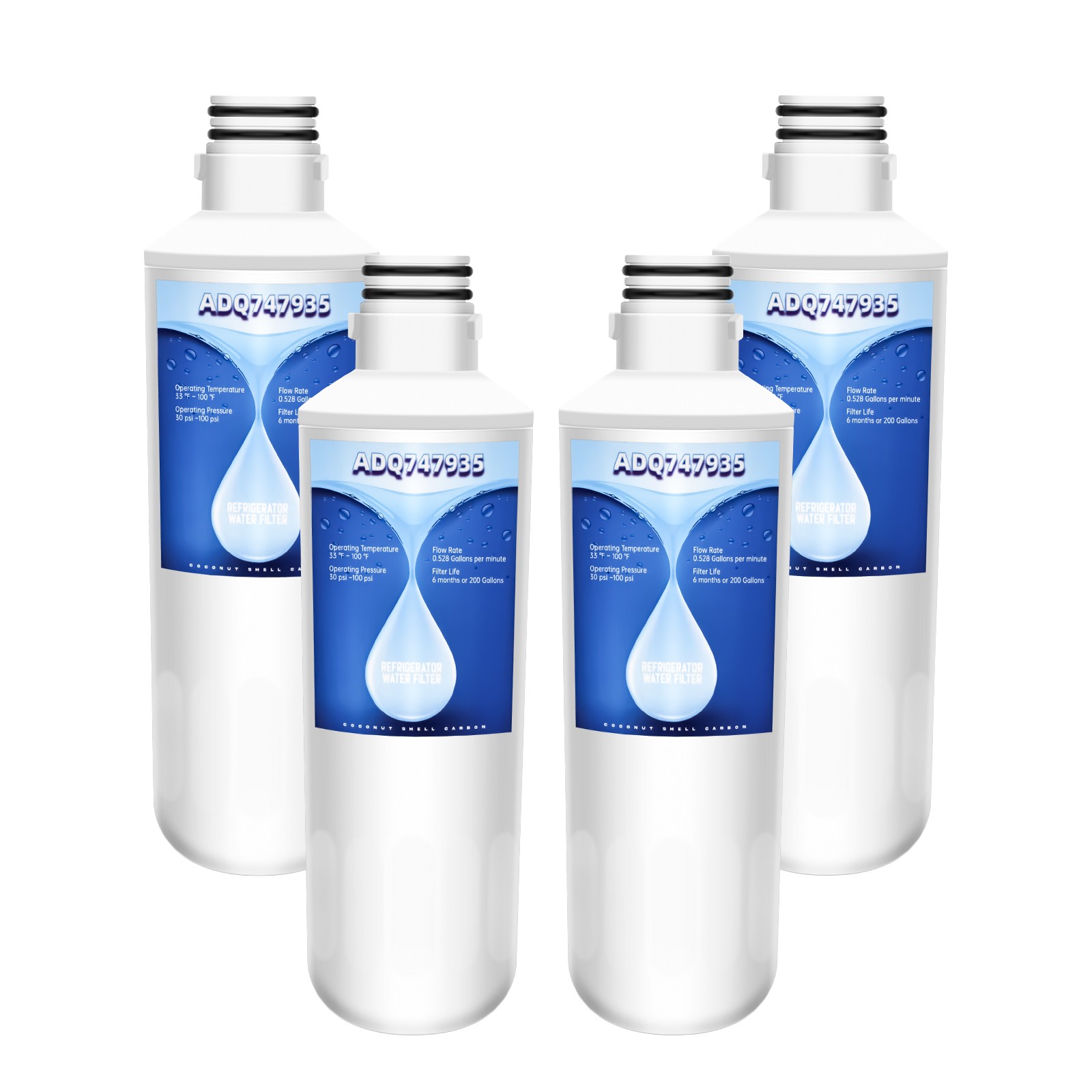 4 PACK Refresh Refrigerator Ice Water Filter For LG LT1000P ADQ747935 Brand New gallery