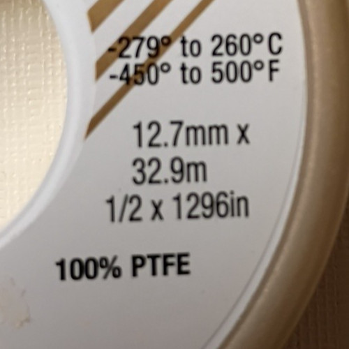 Double Roll Unasco Gold Maximum Density Thread Seal Tape (ATG0): 1/2 in. x 32.9m gallery