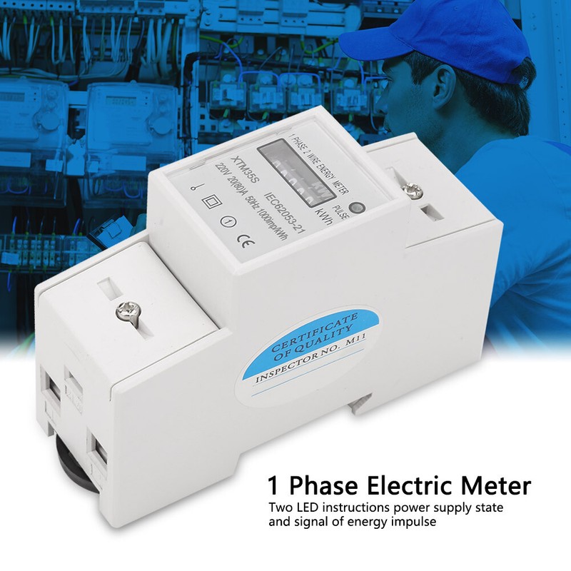 Digital 1 phase 2 Wire 2P Din Rail Electric Meter Electronic KWh Meter(20(80)A) gallery