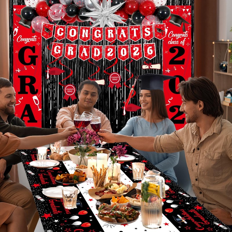 Graduation Decorations 2026, Red and Black Grad Decorations Class of 2026, Gr... gallery