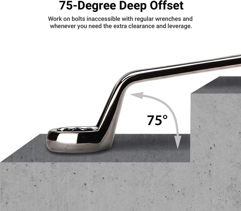 1/2 x 9/16 in. 75-Degree Deep Offset Double Box End Wrench gallery