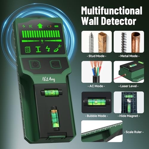 7-in-1 Wall Scanner Stud Finder - Detects Wood, Metal, AC Power, Pipes, LCD Disp gallery