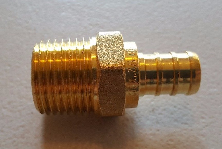 5) 1/2" PEX X 1/2"MALE NPT THREADED ADAPTER, PEX B CRIMP FITTING LEAD FREE BRASS gallery