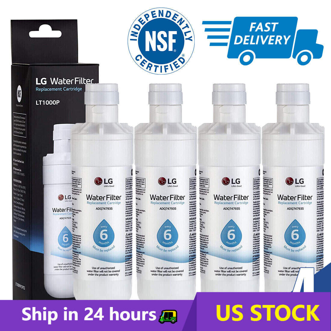4PACKS Refresh Refrigerator Ice Water Filter For LG LT1000P ADQ747935 Brand New gallery