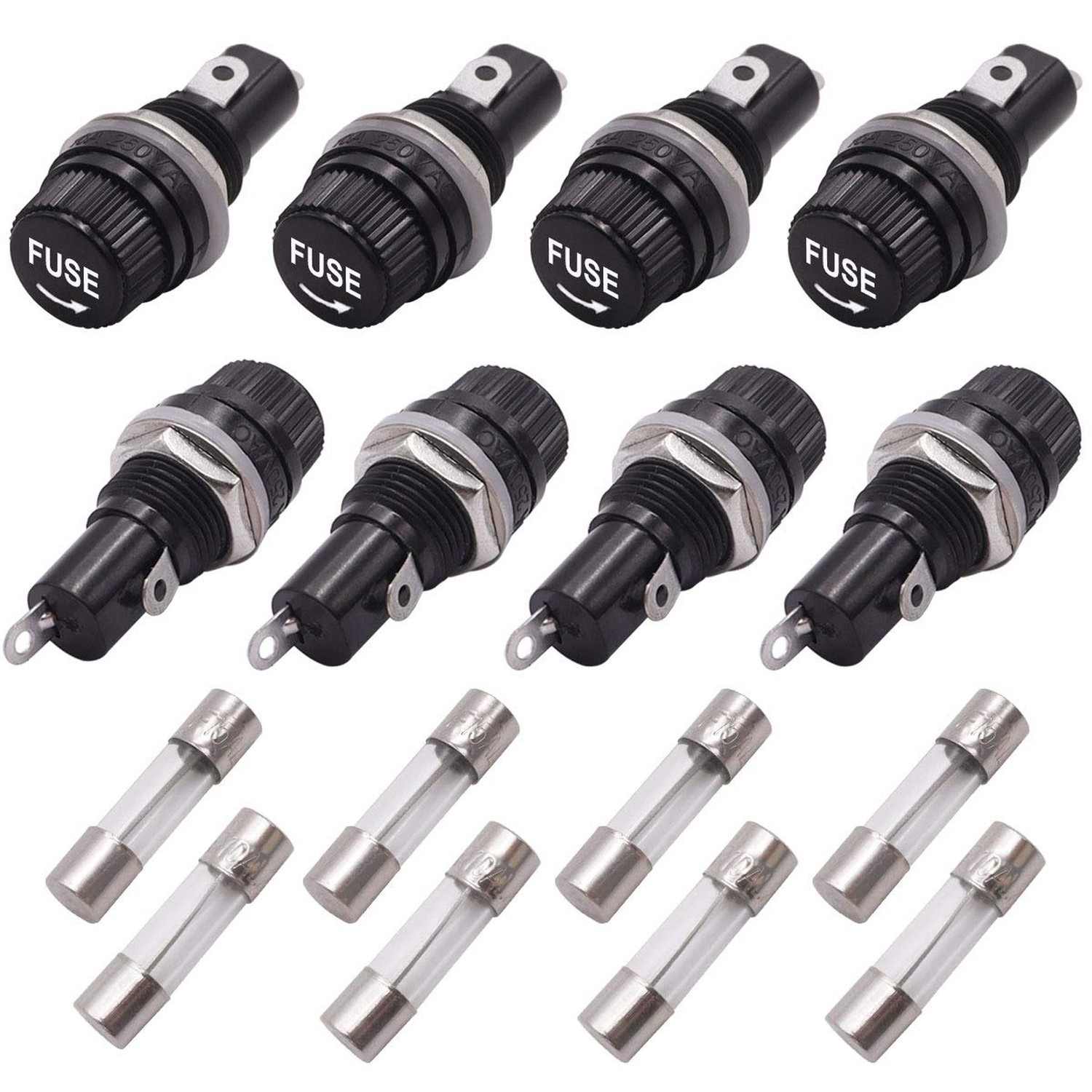 Tnisesm 8 Pcs Panel Mounted 5x20mm Screw Cap Fuse Holder Socket AC 250V 10A/A... gallery