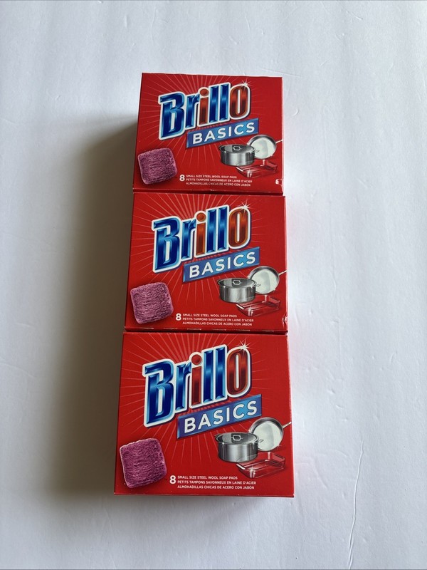 Three Boxes Brillo Basics Steel Wool Soap Pads, Small Size (Total 24 Count ) gallery