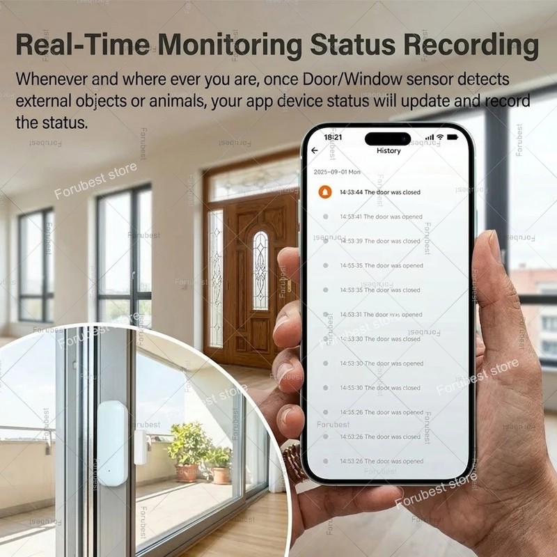 Zigbee Door Window Sensor for Smart Home Security Alarm with HA 2MQTT gallery