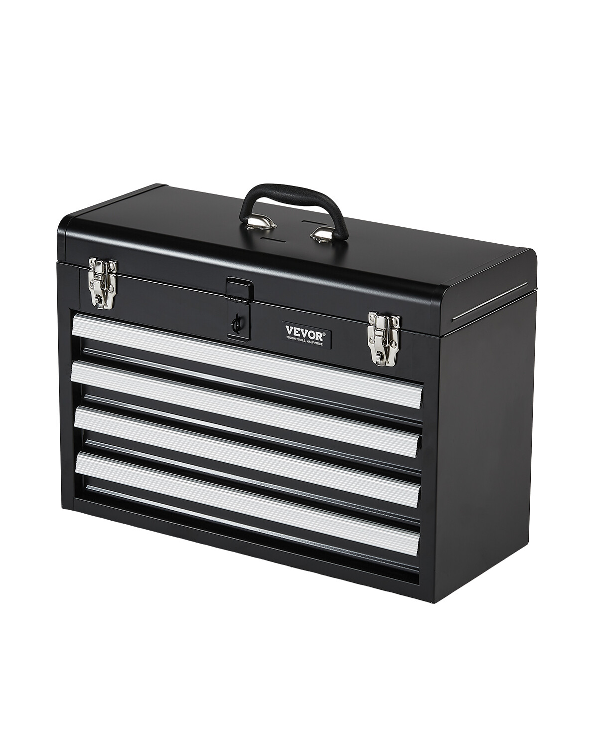 Tool Box 20.5-inch Portable Metal Tool Box with 4 Drawers Tool Organizer Black gallery