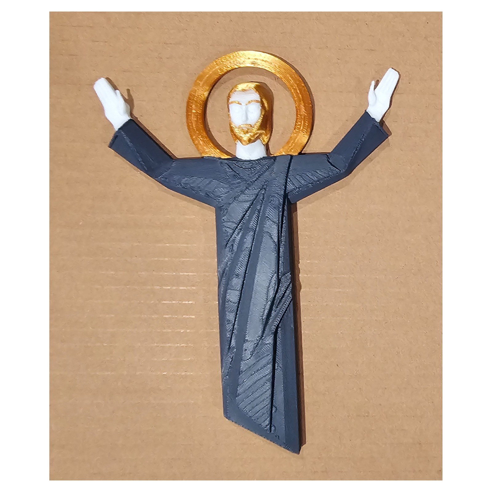 Notre Dame Fan Gift - Touchdown Jesus 3D Print - Blue Gold White Fighting Irish gallery