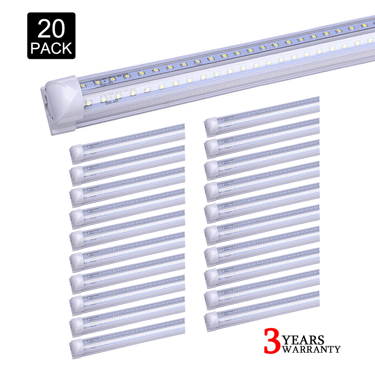 20Pcs 100W T8 8FT Led Shop Light Fixtures 8' Linkable Led Tube Light Bulbs 6000K gallery
