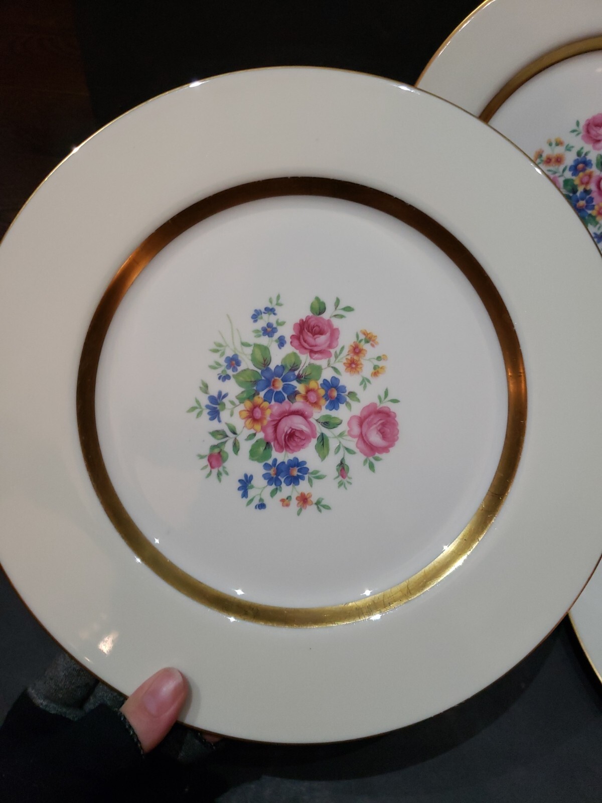 Set (3) Dinner Plates 10-1/4" wide, Theodore Haviland New York USA Gainsborough gallery