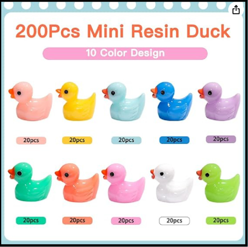 200Pcs Tiny Ducks 10 Colors Little Duck Figures Mini Resin Ducks Plastic Small gallery