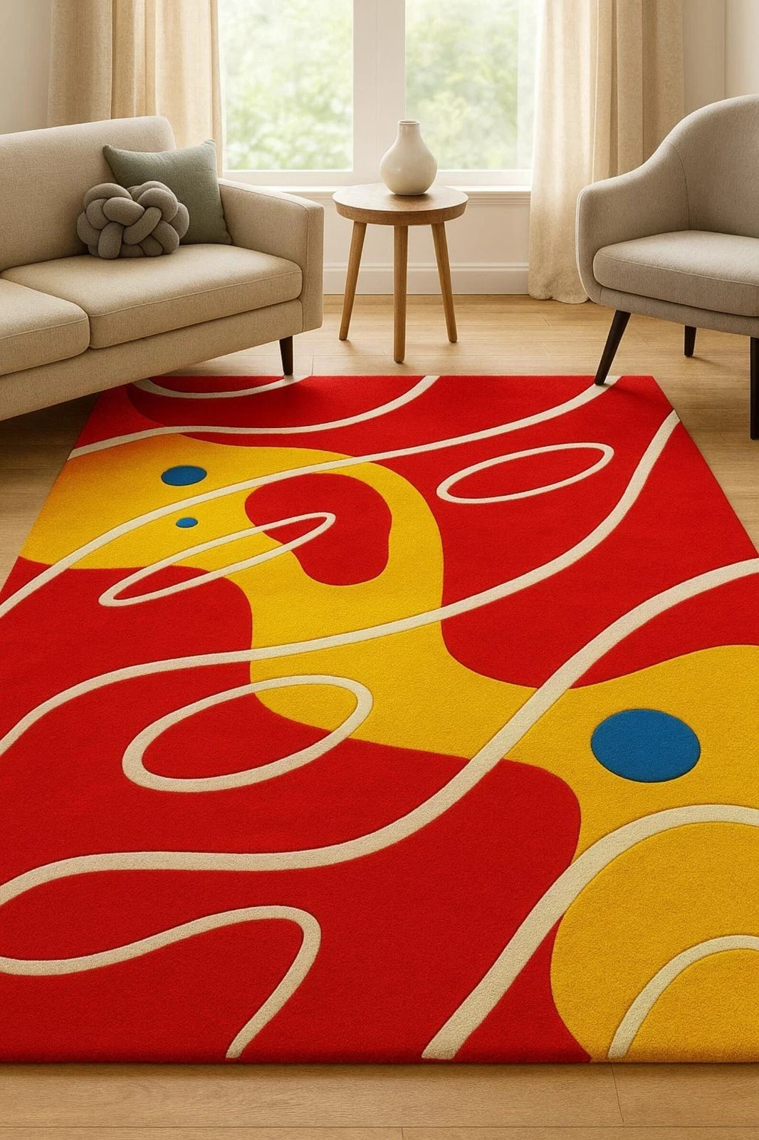 Handmade Rugs Hand Tufted Red rug gallery