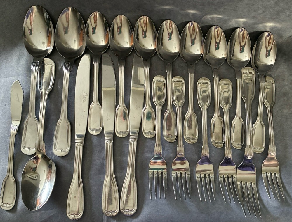 21pc Gibson FIDDLE Stainless Flatware Glossy Japan Misc Pieces