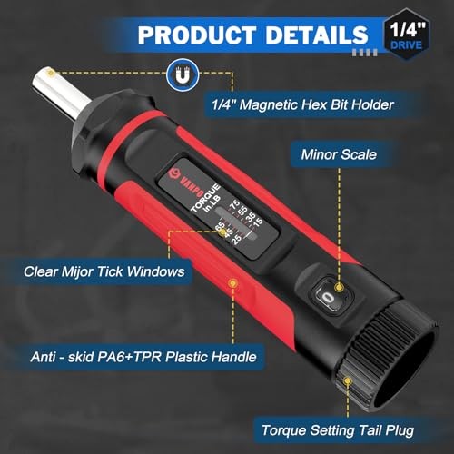 Torque Screwdriver Torque Screw Driver Wrench Driver Set, 1/4'' 15-75In-lb gallery