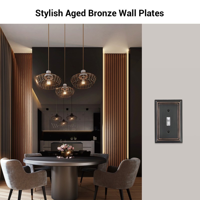 DEWENWILS Toggle Wallplates, 4-Pack Aged Bronze Light Switch Covers, Heavy Duty gallery