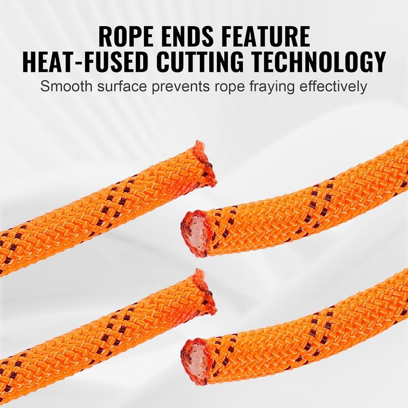 VEVOR Double Braided Polyester Rope, 1/2 in x 120 Inch x 120 FT, Orange gallery