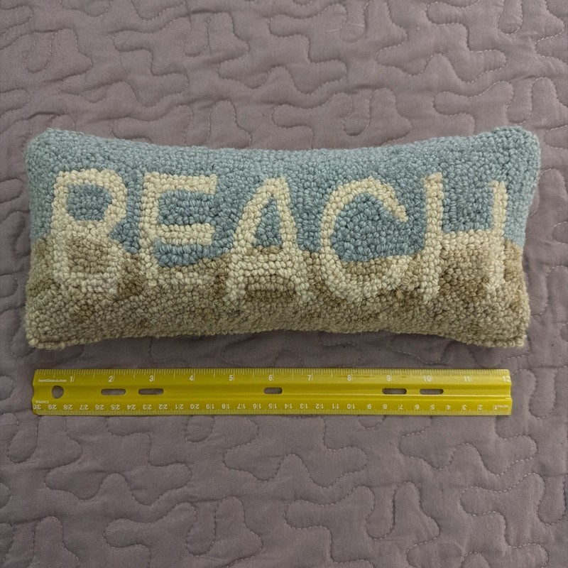 BEACH Decorative 12” Hook Throw Pillow No Tags Nautical Theme Sand & Surf gallery