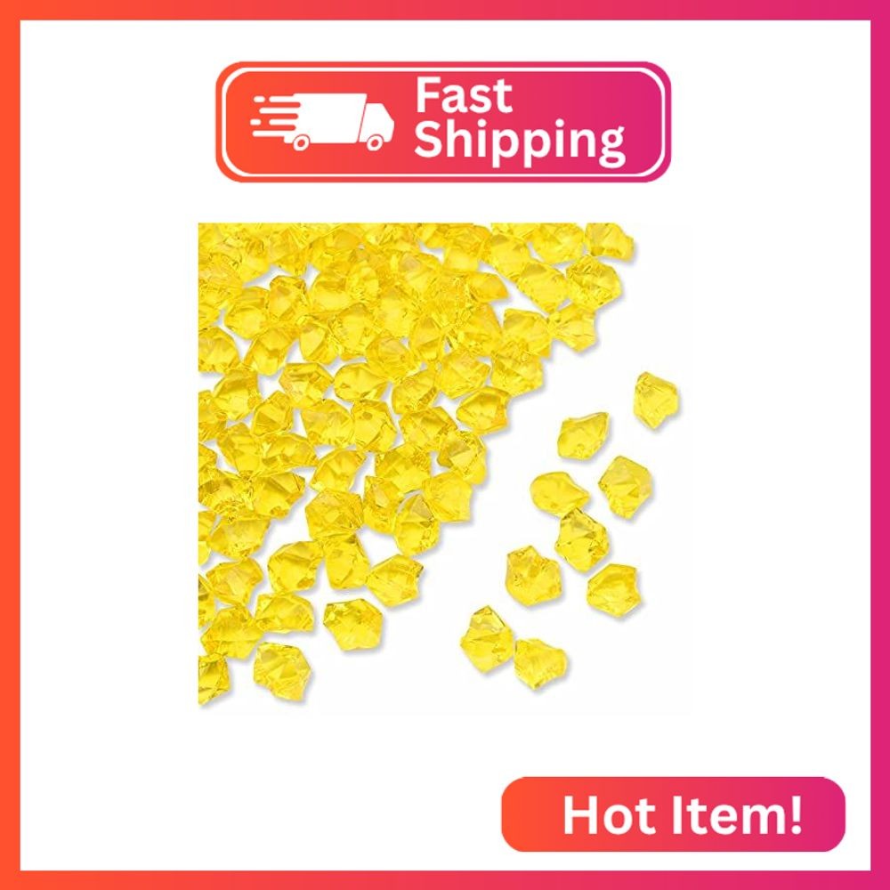 PMLAND Clear Fake Ice Rocks – 180 Pcs Large Yellow Acrylic Gems Crushed Plastic gallery