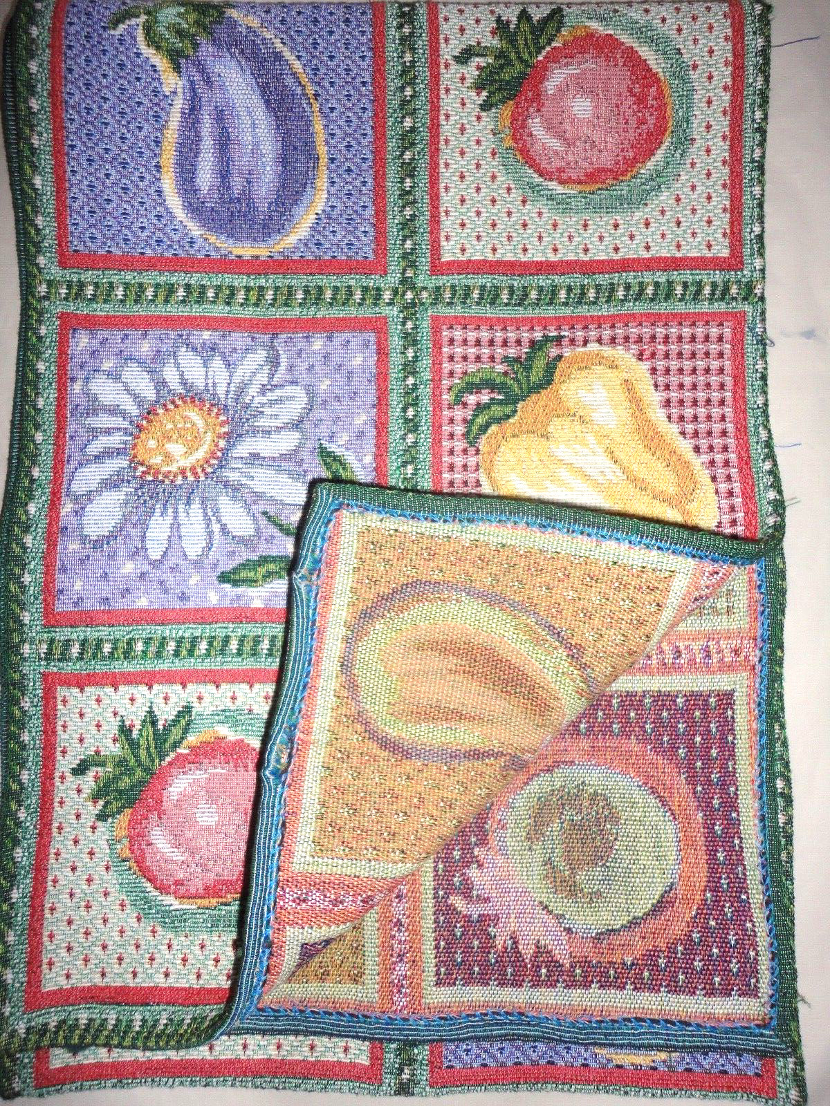 TAPESTRY TUSCAN FRUIT GRAPES PEACHES EGGPLANTS FLORAL (1) TABLE RUNNER 12 X 70 gallery