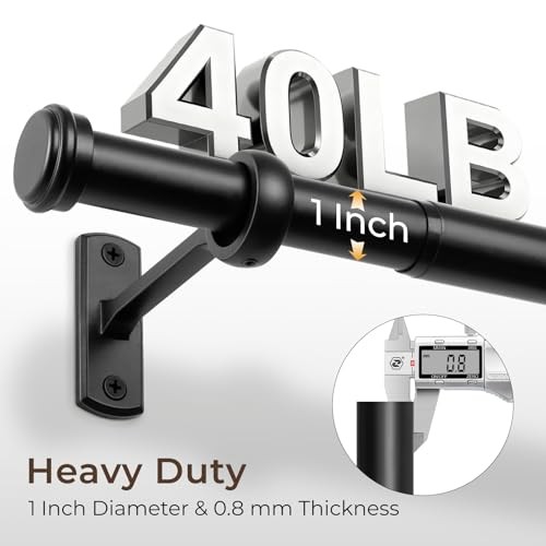 1 Inch Blackout Curtain Rods for Windows Patio, Adjustable Room 72" to 144" gallery