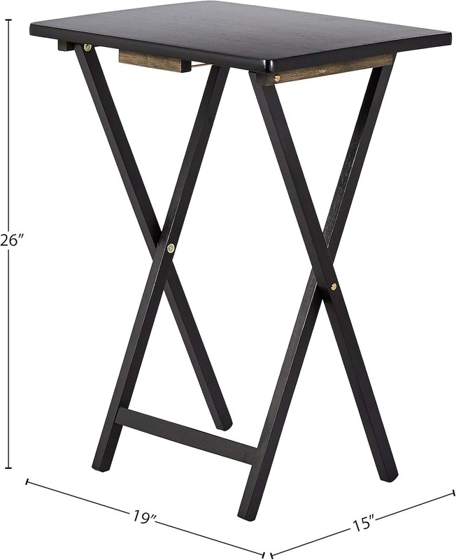 4 PACK Amazon Basics Portable Foldable TV Tray Table w/ Storage Rack, Black gallery