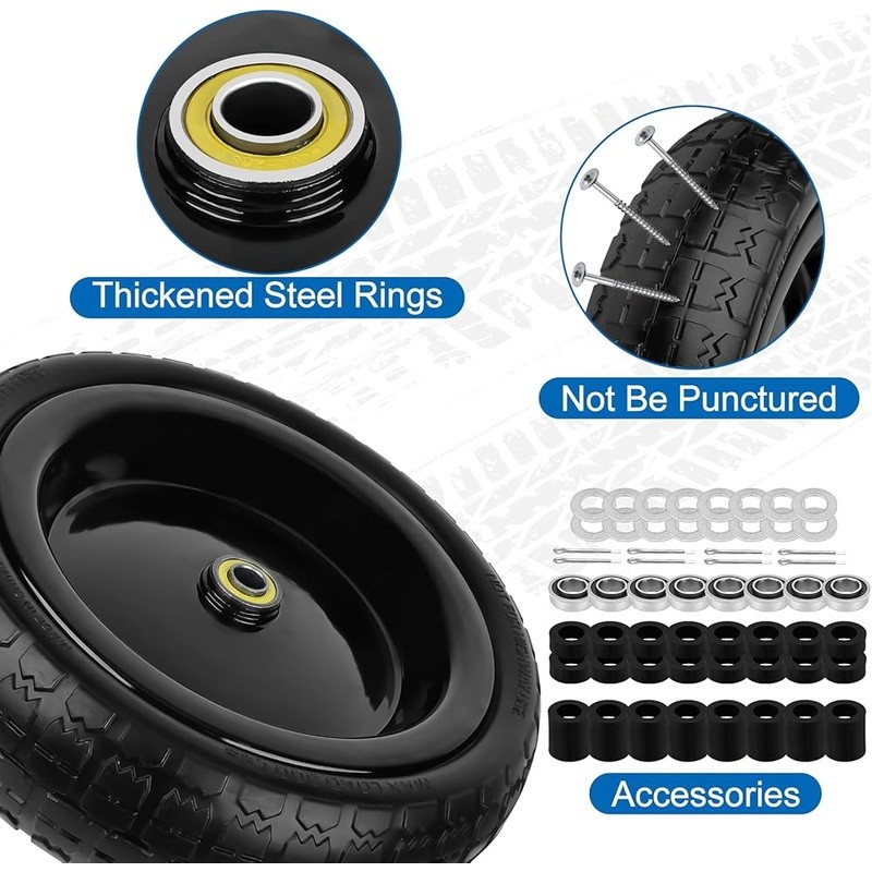 Solid Flat Free Replacement Tires Heavy Duty Wheels Garden Cart Wheelbarrow New gallery