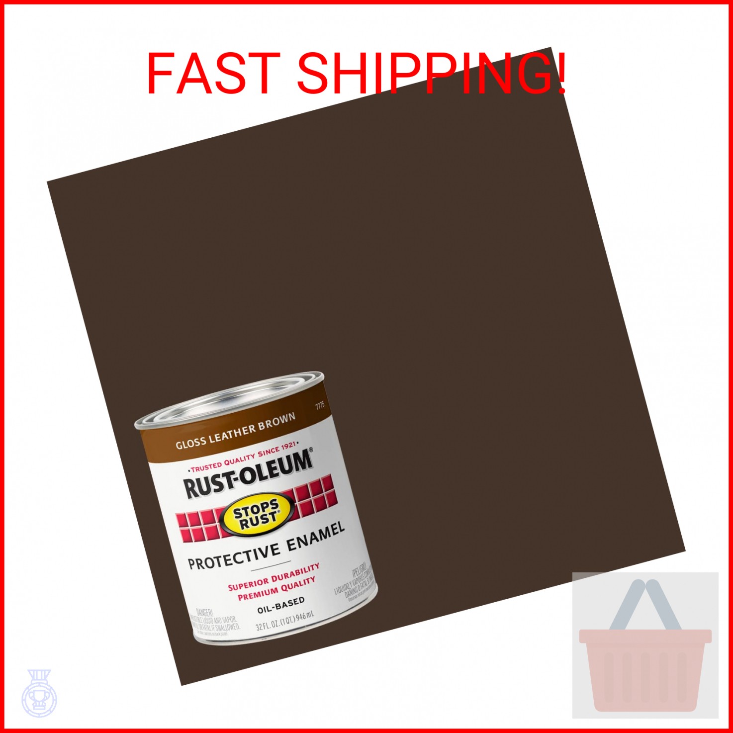 Rust-Oleum 7775502-2PK Stops Rust Brush On Paint, Quart, Gloss Leather Brown, (P gallery