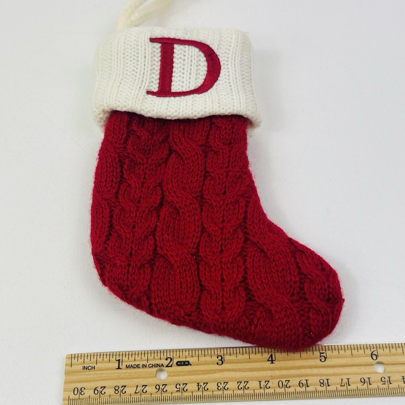 St. Nicholas Square Cable Knit Monogram "D" Mini Initial 8" Christmas Stocking gallery