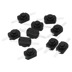 Latching Push Button Switch, 10 Pcs Straight Pin On/Off Self-Lock DC 30V Black