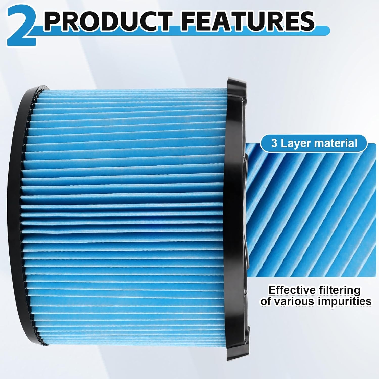 VF3500 For Rigid Shop Vac Filter Reusable 3 Layer Washable Wet Dry Vacuum 3-4.5 gallery