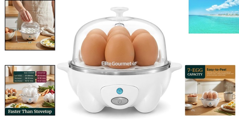 Rapid Egg Cooker: 7-Egg Capacity, Easy Clean, BPA-Free for Healthy Breakfasts gallery