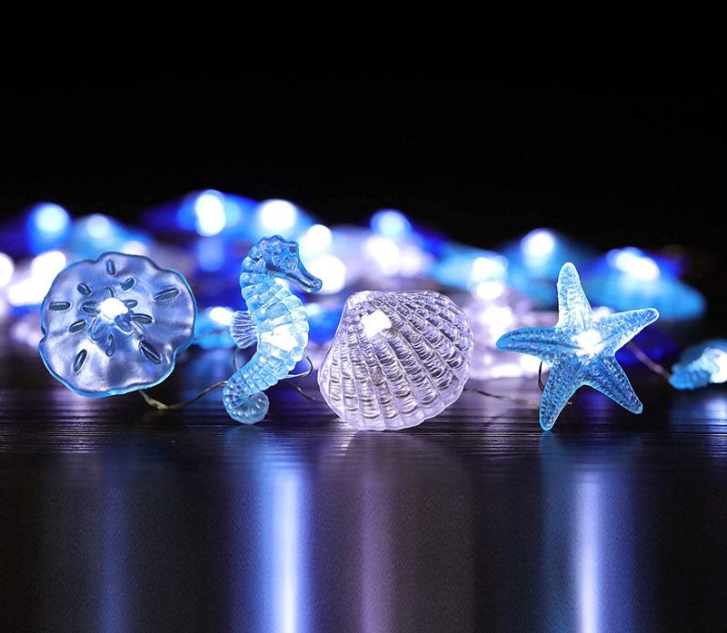 17.5Ft Cold White Beach String Light Seashell Starfish Fairy Light for Party gallery