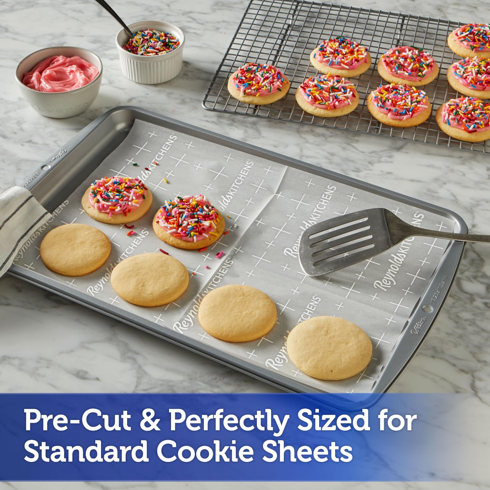 Kitchens Cookie Baking Sheets, Pre-Cut Parchment Paper,25 Count (Pack of 4), 100 gallery
