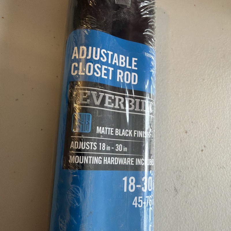 Everbilt Adjustable Closet Rod Matte Black 18"-30" Mounting Hardware Included gallery