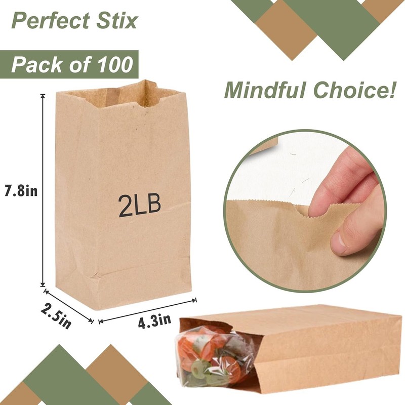 Perfect Stix - Brown Bag 2-100 count, 2lb Brown Paper Bags - Brown Bags gallery